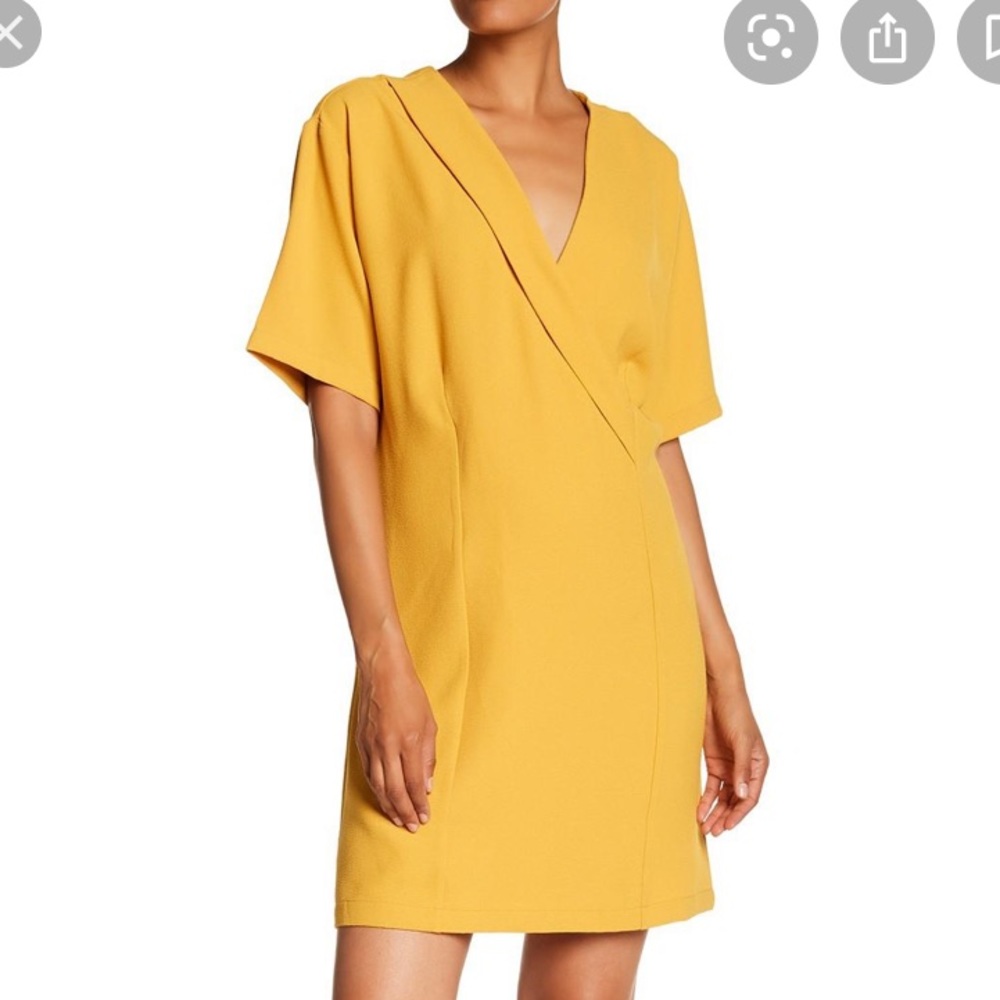 Burnt yellow wrap shift dress